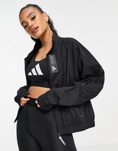 Черная куртка на молнии из технологичной ткани adidas Training-Черный