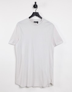 Бежевая длинная футболка с разрезами по бокам ASOS DESIGN-Белый