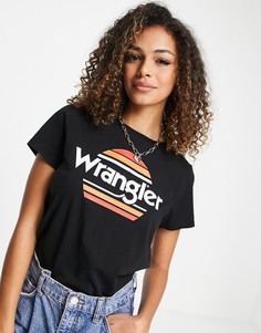 Черная футболка с короткими рукавами и логотипом с радугой Wrangler-Черный цвет