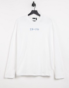 Белый лонгслив в стиле oversized из органического хлопка с принтом спереди ASOS DESIGN
