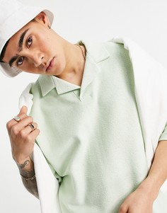 Зеленая фактурная oversized-футболка с воротником поло от комплекта ASOS DESIGN-Оранжевый цвет