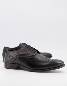 Черные туфли с перфорированной вставкой на носке Silver Street-Черный