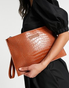 Светло-коричневая большая сумка-клатч из искусственной крокодиловой кожи Claudia Canova-Коричневый цвет