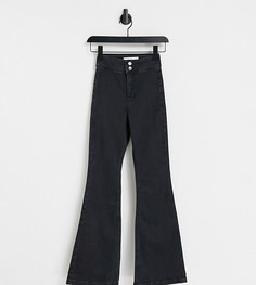 Расклешенные джинсы выбеленного черного цвета Topshop Petite Joni-Черный