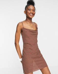 Платье-комбинация мини рыжего цвета в горошек ASOS DESIGN-Многоцветный