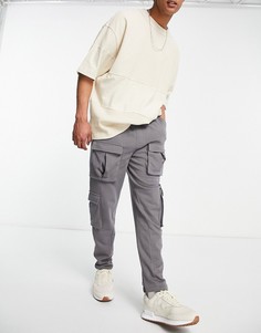 Джоггеры узкого кроя с карманами в утилитарном стиле ASOS 4505-Серый