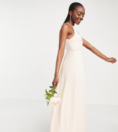 Светло-розовое плиссированное платье макси для подружки невесты с запахом TFNC Tall-Белый