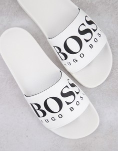 Белые шлепанцы с логотипом BOSS Solar-Белый