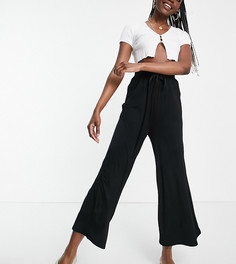 Черные укороченные брюки со шнурком ASOS DESIGN Tall-Черный цвет