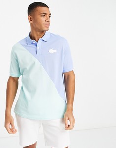 Поло с комбинированным дизайном голубого и зеленого цветов Lacoste-Зеленый цвет