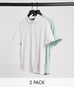 Набор из 2 футболок-поло из органического материала ASOS DESIGN-Многоцветный