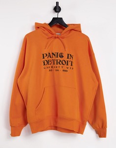Худи оранжевого цвета с надписью "Panic in Detroit" Carhartt WIP-Оранжевый цвет