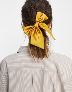 Резинка для волос горчичного цвета с большим бантом ASOS DESIGN-Желтый