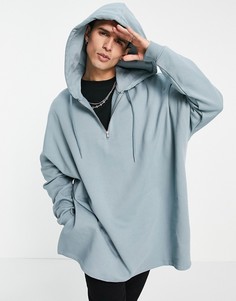 Серый удлиненный худи с воротником на молнии от комплекта ASOS DESIGN