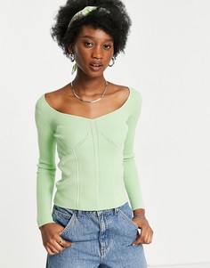 Зеленый топ-корсет с вырезом сердечком ASOS DESIGN-Зеленый цвет Pimkie