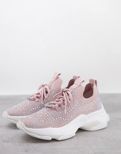 Пудрово-розовые кроссовки на толстой подошве с отделкой стразами Steve Madden Mackie-Розовый цвет