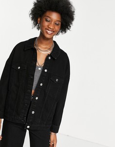 Черная выбеленная джинсовая куртка в стиле "oversized" Only-Черный цвет