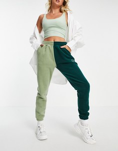 Зеленые флисовые джоггеры в стиле колор блок от комплекта Topshop-Зеленый цвет