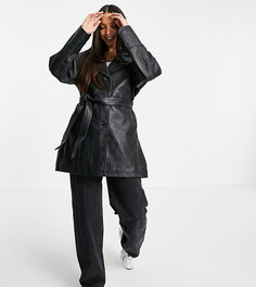 Черная кожаная куртка в стиле 90-х ASOS DESIGN Tall-Черный