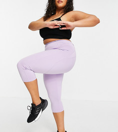 Спортивные леггинсы-капри с завязкой на талии и логотипом ASOS 4505 Curve-Фиолетовый цвет