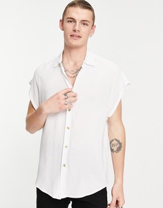 Белая рубашка из вискозы с короткими рукавами ASOS DESIGN-Белый