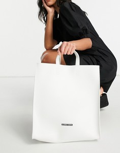 Белая гладкая сумка‑тоут с логотипом Claudia Canova-Белый