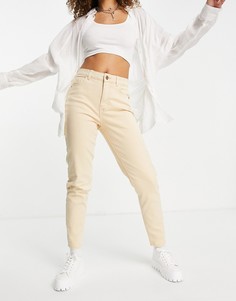 Бежевые джинсы в винтажном стиле с завышенной талией Pieces-Белый