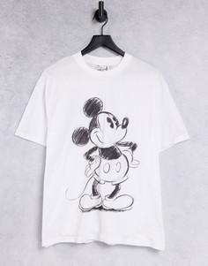 Белая футболка с эскизным принтом Микки Мауса ASOS DESIGN DISNEY-Белый