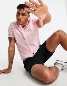 Розовая рубашка с короткими рукавами и принтом омбре Hollister-Розовый цвет