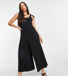 Черный свободный комбинезон с завязками на плечах ASOS DESIGN Tall-Черный цвет
