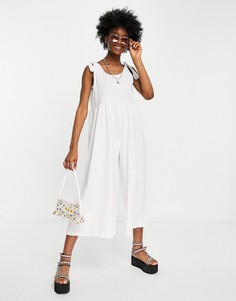 Белый свободный комбинезон с завязками на плечах ASOS DESIGN
