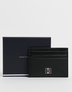 Черная кожаная кредитница с монограммой Tommy Hilfiger-Черный цвет