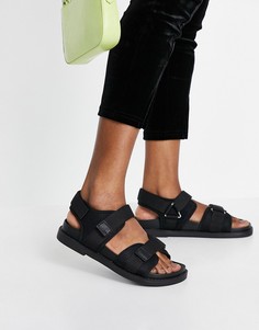Черные сандалии в винтажном стиле из переработанных материалов Monki-Черный цвет