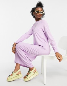 Сиреневое платье-футболка макси с длинными рукавами ASOS DESIGN-Фиолетовый цвет