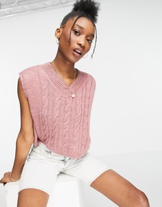 Укороченная майка вязкой косами Topshop-Розовый цвет