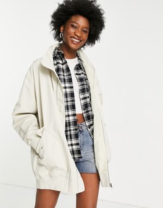 Светло-бежевая удлиненная куртка из выбеленной холщовой ткани ASOS DESIGN-Нейтральный