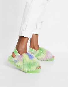 Зеленые слиперы в стиле тай-дай UGG Fluff Yeah-Многоцветный