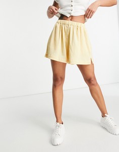 Шорты-боксеры из жатого хлопка в лимонную клетку ASOS DESIGN-Желтый
