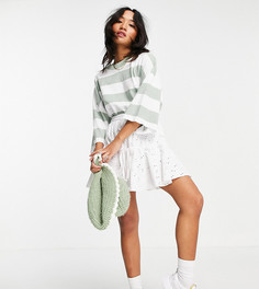 Белая ярусная мини-юбка с завязкой и вышивкой ришелье ASOS DESIGN Petite-Белый