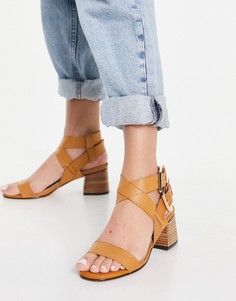 Светло-коричневые сандалии на блочном каблуке с ремешками River Island-Коричневый цвет