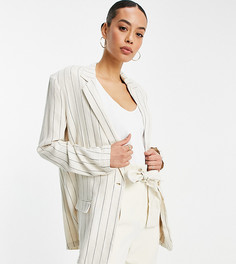 Выбеленный однобортный пиджак из льна в полоску от костюма из 3 предметов ASOS DESIGN Tall-Многоцветный