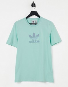 Футболка мятного цвета с логотипом-трилистником adidas Originals-Зеленый цвет