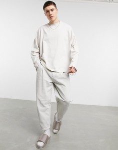 Нечистый белый лонгслив в стиле oversized с декоративными швами ASOS DESIGN