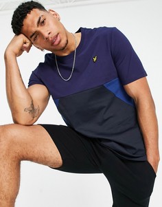 Футболка в стиле колор-блок с треугольными вставками Lyle & Scott-Темно-синий