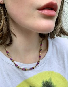 Золотистое ожерелье с цветными бусинами ASOS DESIGN-Золотистый