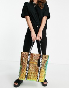 Радужная переливающаяся сумка-тоут с фирменными ремешками House of Holland-Многоцветный