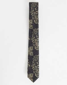 Узкий галстук с принтом в стиле барокко Bolongaro Trevor-Черный цвет