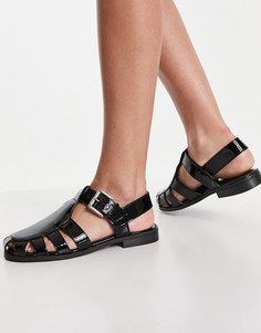 Черные плетеные туфли на плоской подошве ASOS DESIGN Monika-Черный