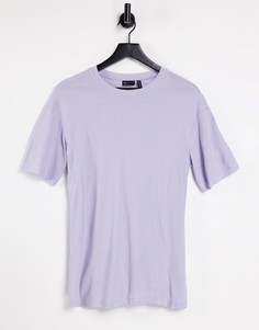 Сиреневая oversized-футболка в рубчик с разрезами по бокам и декоративной строчкой ASOS DESIGN-Фиолетовый цвет