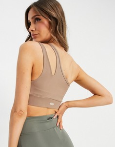 Бюстгальтер для йоги с ассиметричными бретельками ASOS 4505-Коричневый цвет